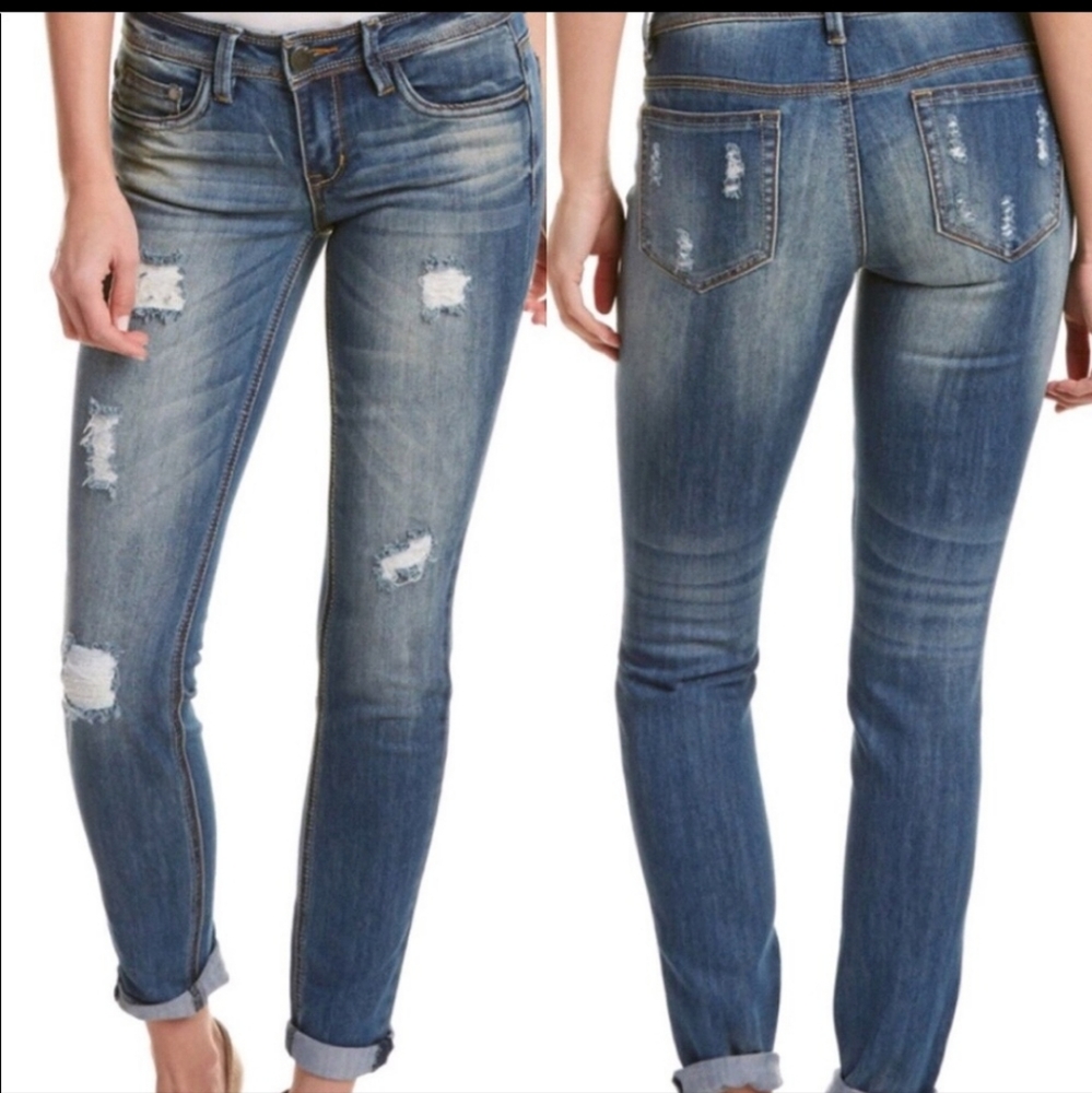 DOLLHOUSE Charley  Distressed low-rise skinny Jeans Sz 7 Juniors . Pre loved.